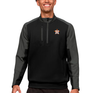 Men's Antigua Black Houston Astros Team Quarter-Zip Pullover Top