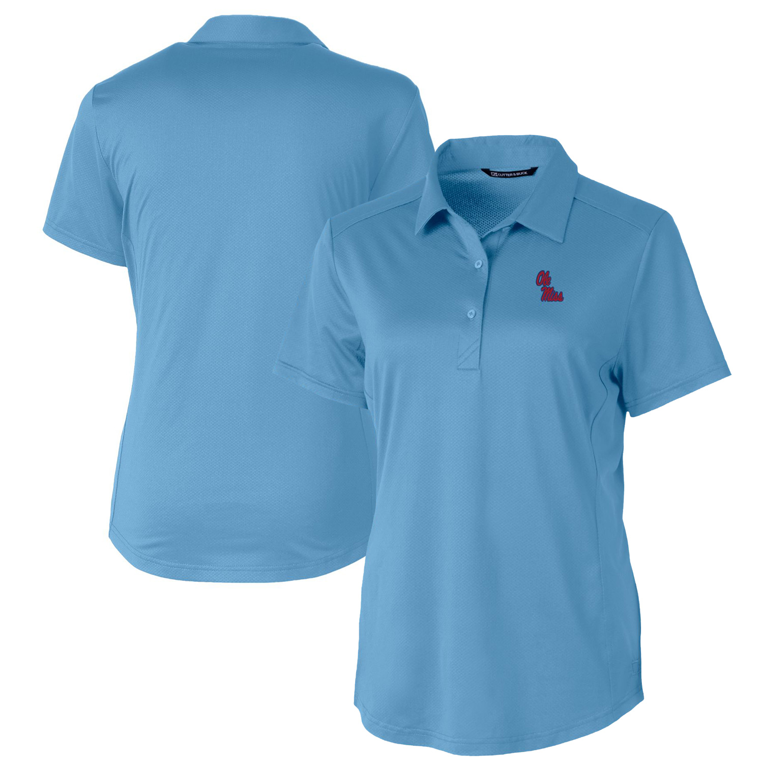 Women's Cutter & Buck Light Blue Ole Miss Rebels Prospect Textured Stretch Polo - Image 2