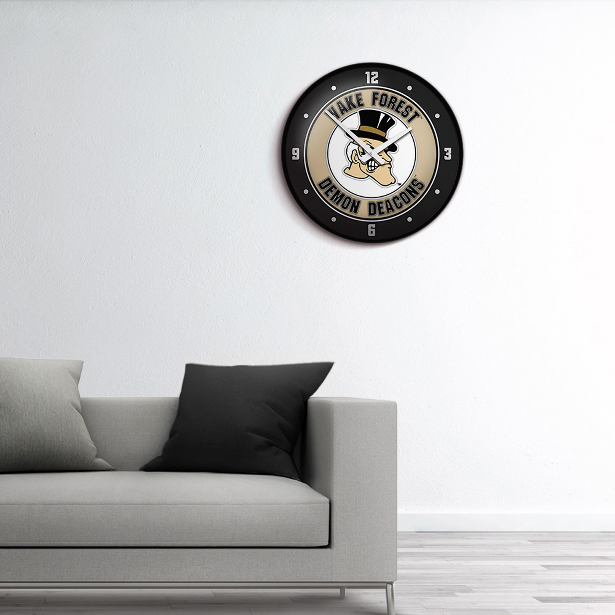 Gold Wake Forest Demon Deacons Mascot Modern Disc Wall Clock - Image 6