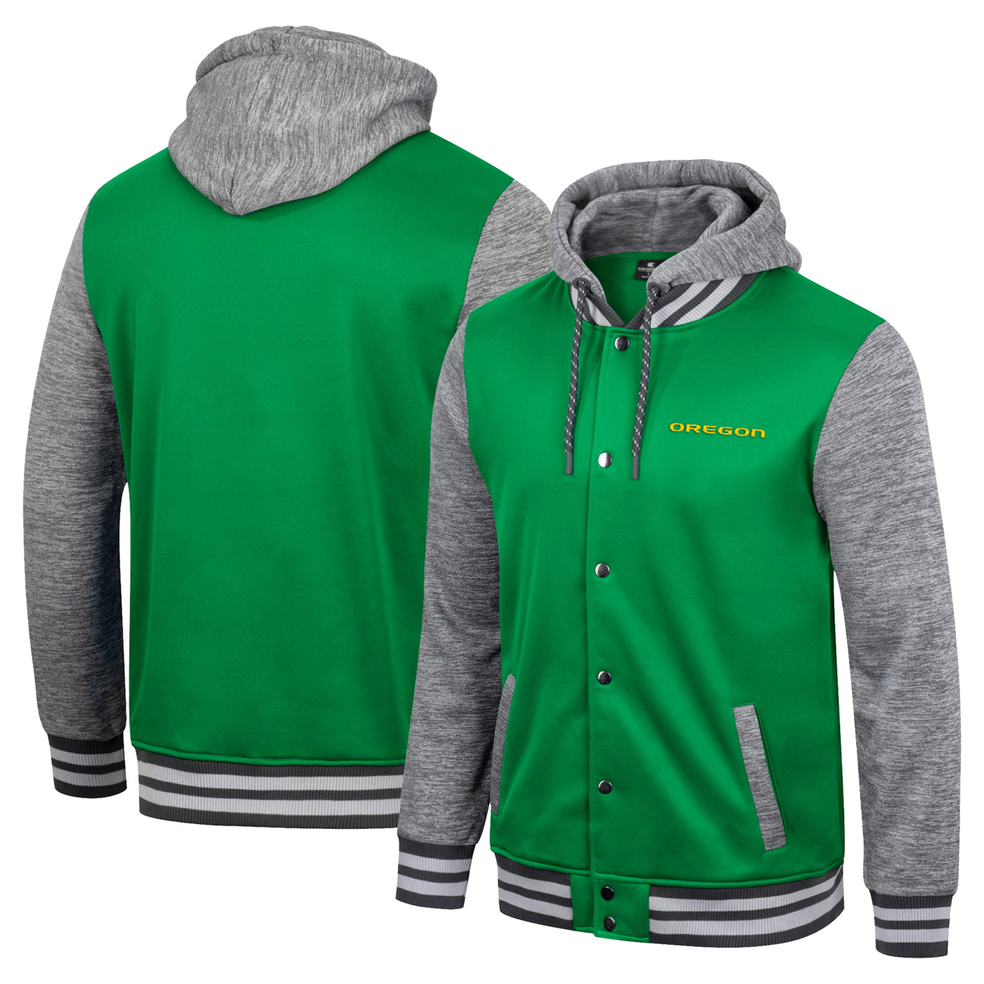 Men's Colosseum Green Oregon Ducks Robinson Hoodie Full-Snap Jacket - Image 2