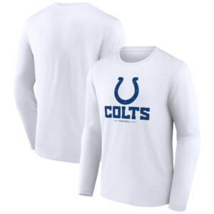Men's White Indianapolis Colts Logo Team Lockup Long Sleeve T-Shirt