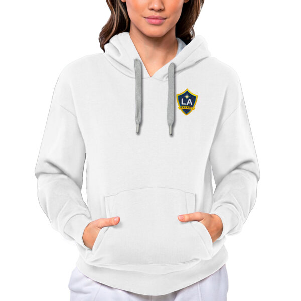 Women's Antigua White LA Galaxy Team Logo Victory Pullover Hoodie
