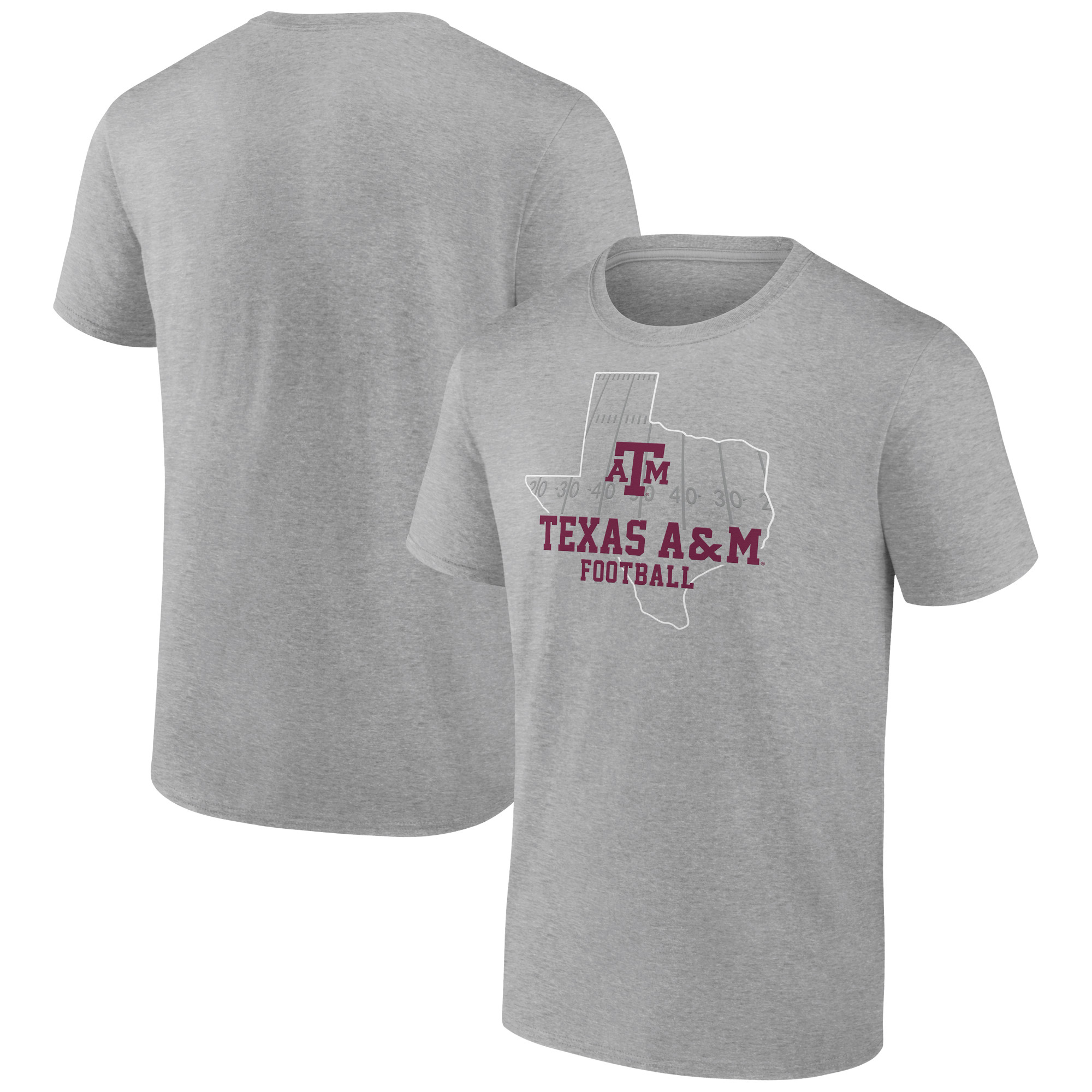 Men's Heather Gray Texas A&M Aggies State Field T-Shirt - Image 2