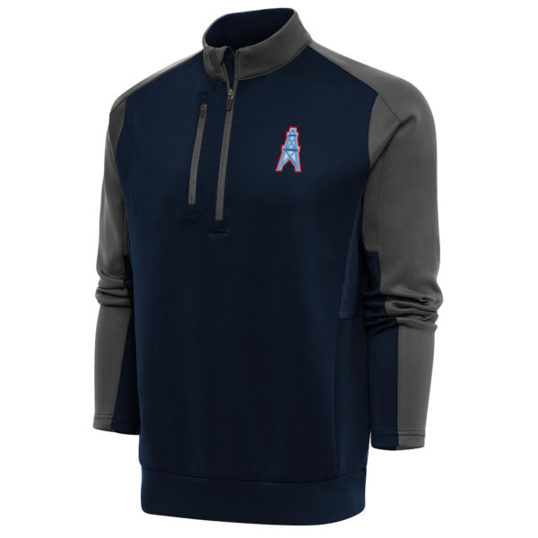 Men's Antigua Houston Oilers Team Logo Throwback Team Quarter-Zip Pullover Top