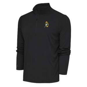 Men's Antigua Charcoal Green Bay Packers Team Logo Throwback Tribute Quarter-Zip Pullover Top