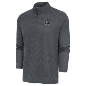 Men's Antigua Heather Charcoal Austin FC Brushed Metallic Logo Epic Quarter-Zip Pullover Top