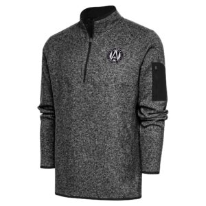 Men's Antigua Heather Black Atlanta United FC Brushed Metallic Logo Big & Tall Fortune Quarter-Zip Pullover Jacket