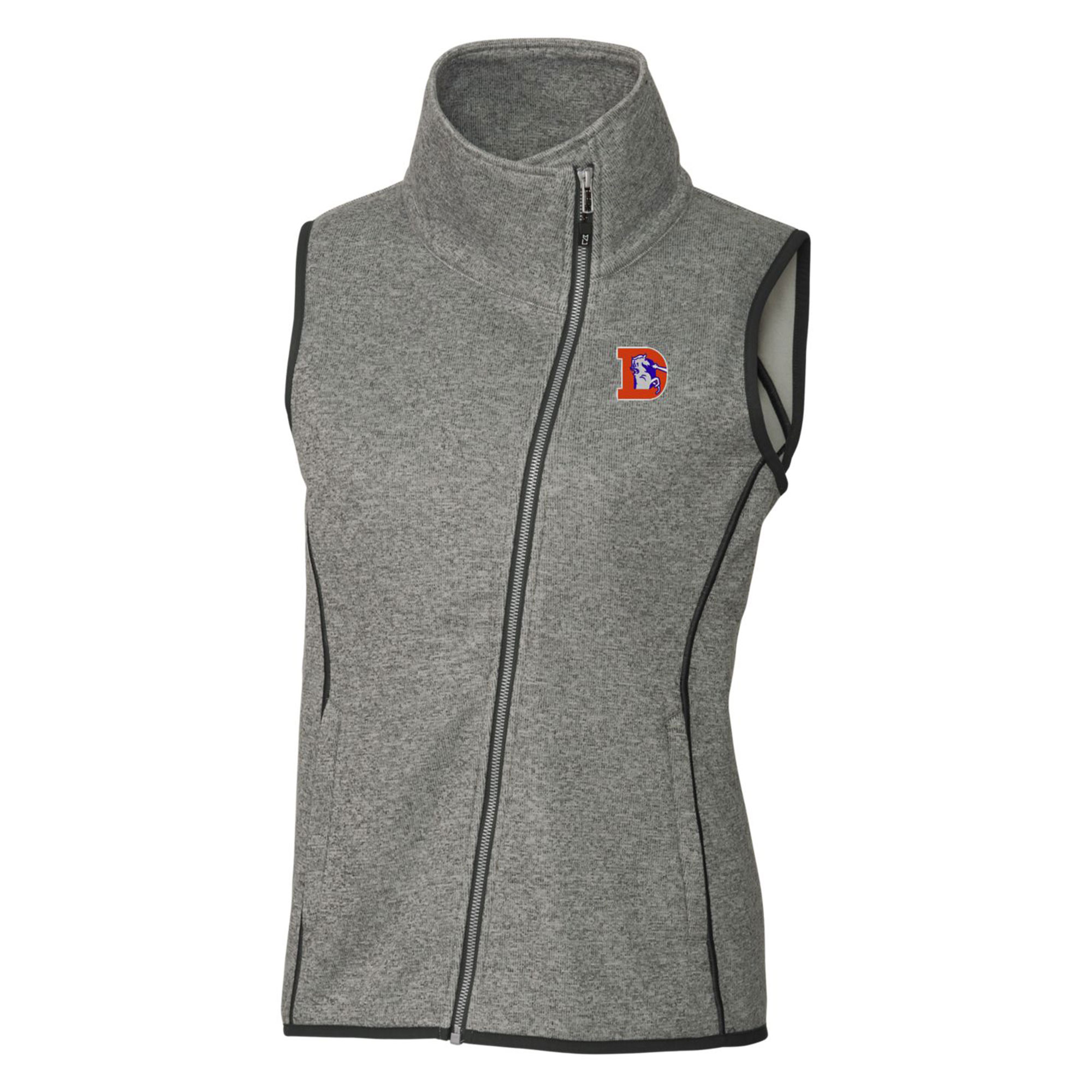 Women's Cutter & Buck Heather Gray Denver Broncos Throwback Logo Mainsail Full-Zip Vest - Image 6