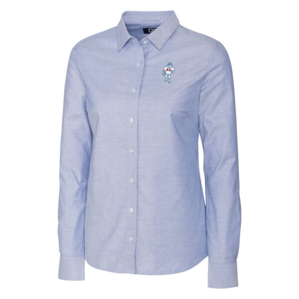 Women's Cutter & Buck Light Blue Houston Oilers Throwback Logo Oxford Stretch Long Sleeve Button-Up Shirt - Image 6