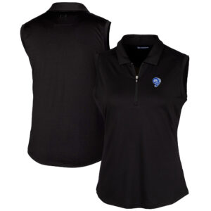 Women's Cutter & Buck Black Los Angeles Rams Throwback Logo Forge Stretch Sleeveless Polo