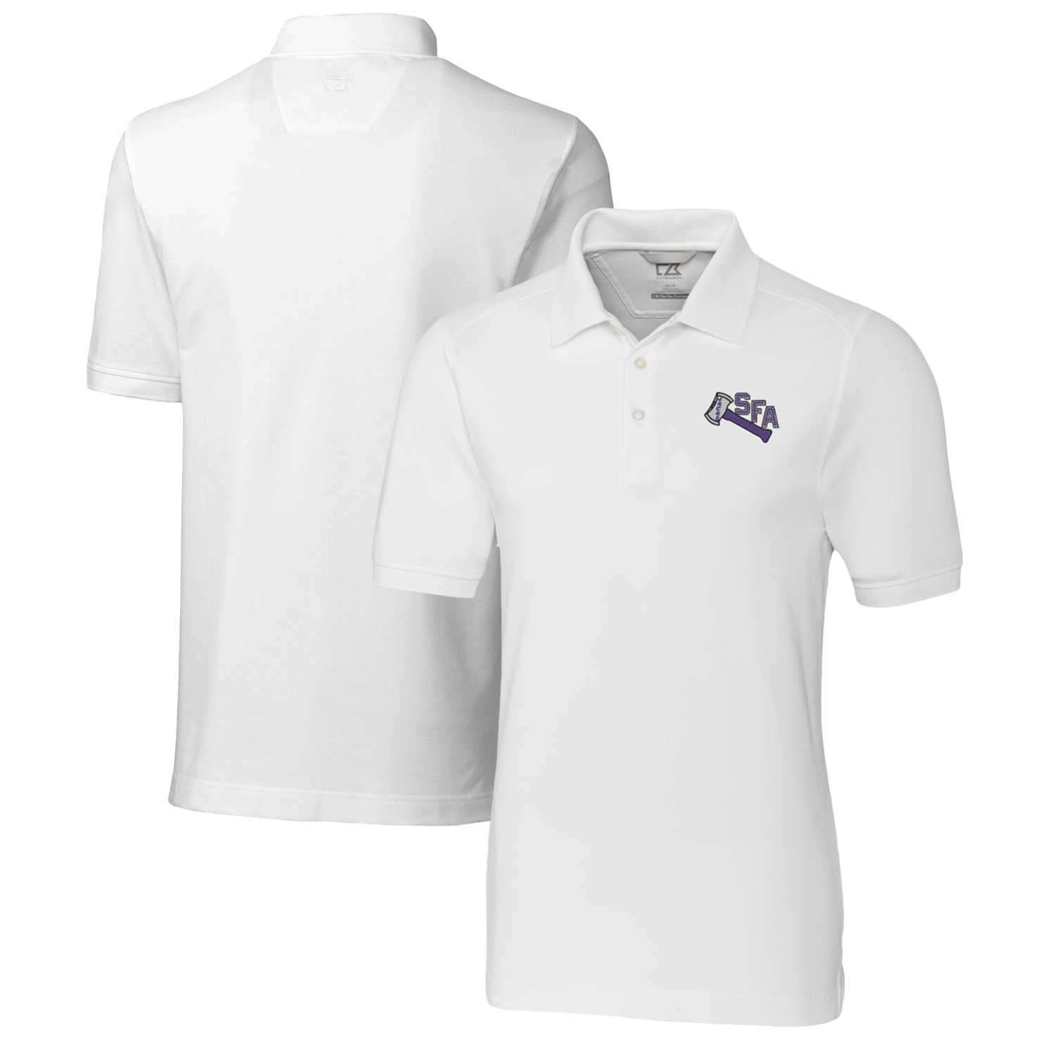 Men's Cutter & Buck White Stephen F Austin Lumberjacks Advantage Tri-Blend DryTec Pique Polo