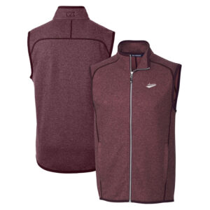 Men's Cutter & Buck Crimson New Mexico State Aggies Mainsail Sweater-Knit Full-Zip Vest