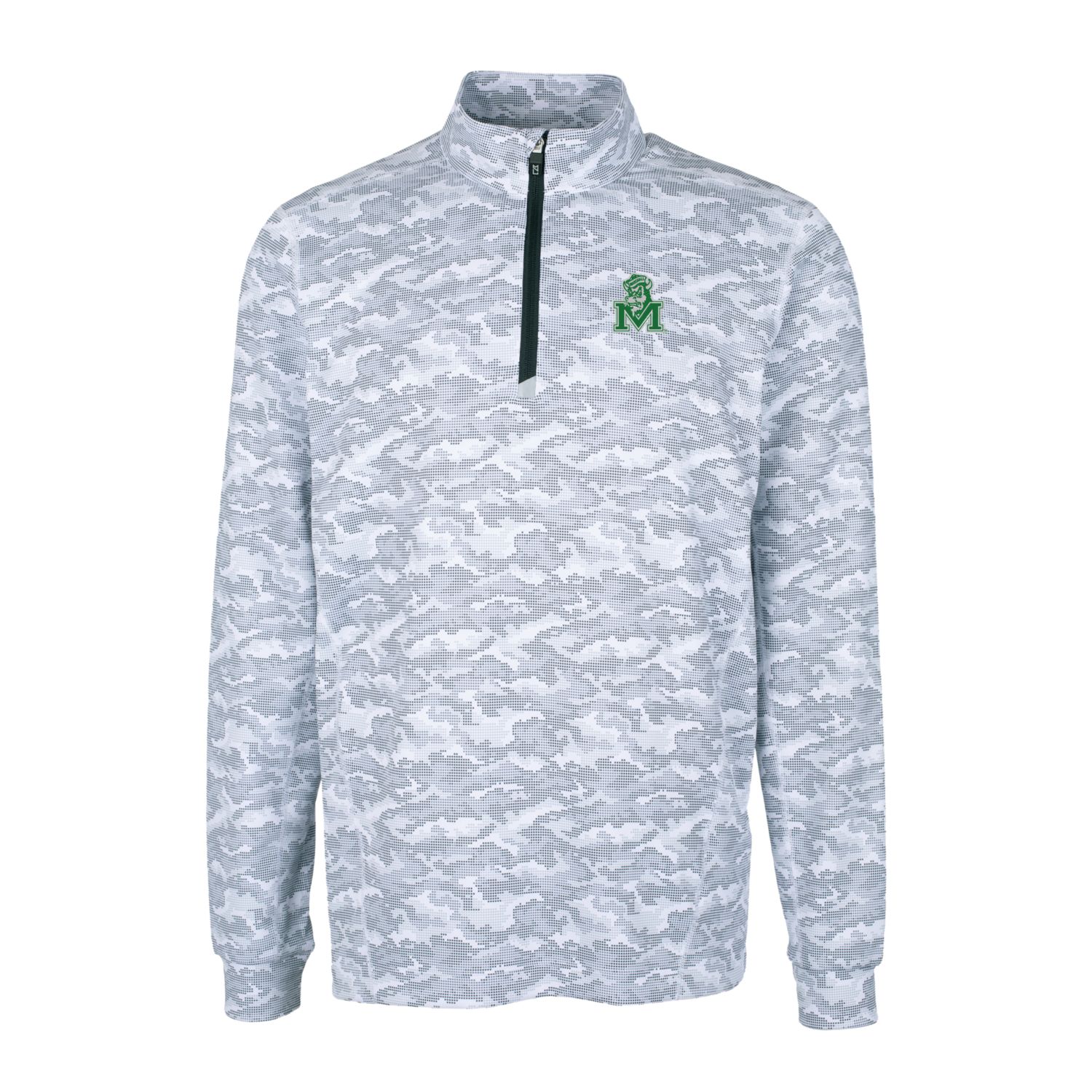 Men's Cutter & Buck Charcoal Marshall Thundering Herd Vault Traverse Camo Print Stretch Quarter-Zip Pullover Top - Image 3