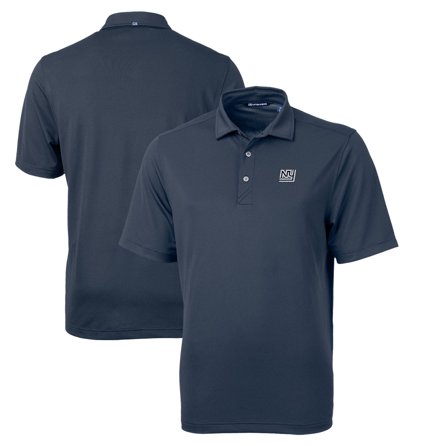 Men's Cutter & Buck Navy New York Giants Throwback Logo Virtue Eco Pique Recycled Big & Tall Polo