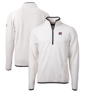 Men's Cutter & Buck White New York Giants Throwback Eco Sherpa Fleece Quarter-Zip Pullover Jacket