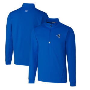 Men's Cutter & Buck Royal Indianapolis Colts Throwback Logo Traverse Stretch Quarter-Zip Pullover Top