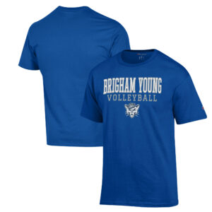 Men's Champion Royal BYU Cougars Stack Logo Volleyball Powerblend T-Shirt