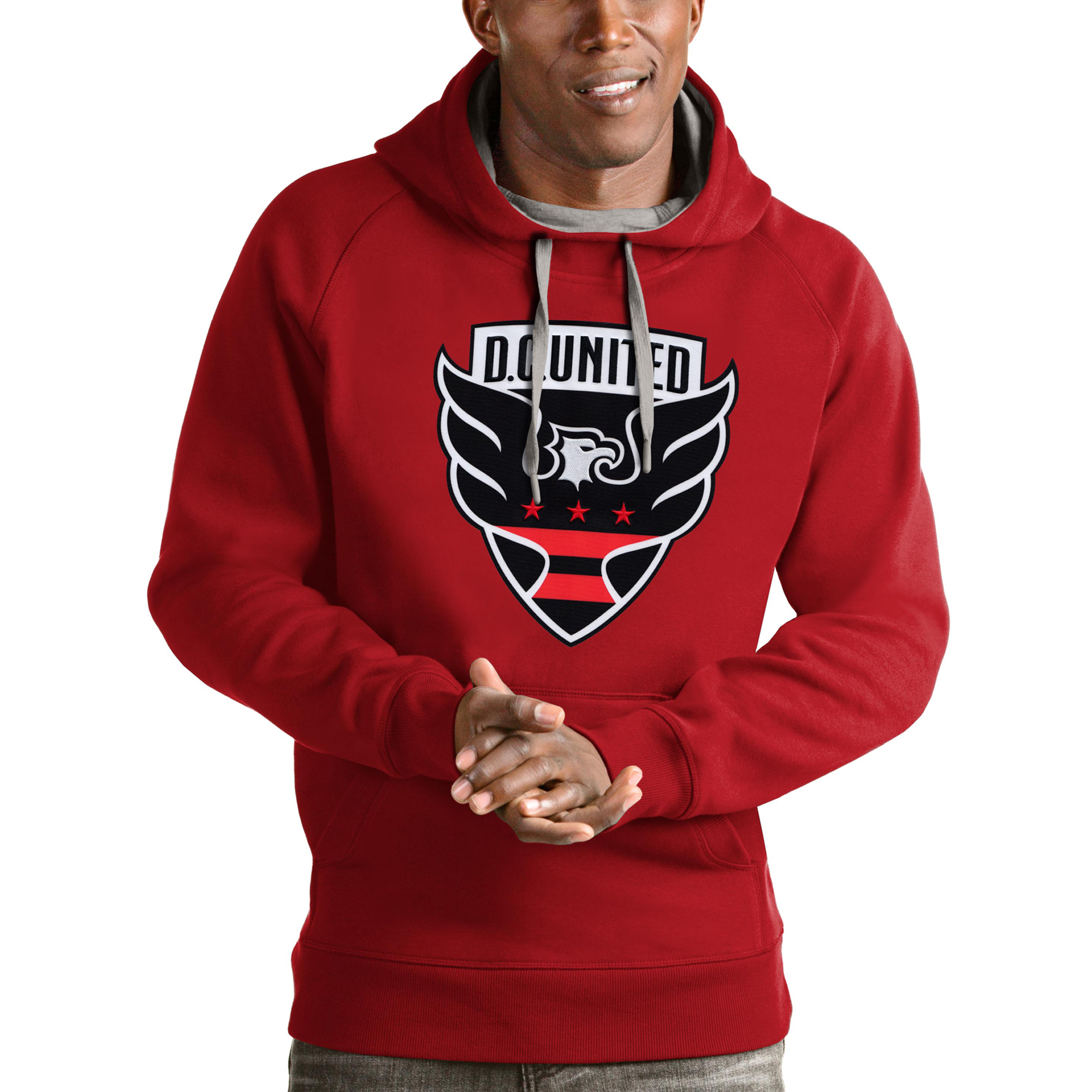 Men's Antigua Red D.C. United Victory Pullover Hoodie