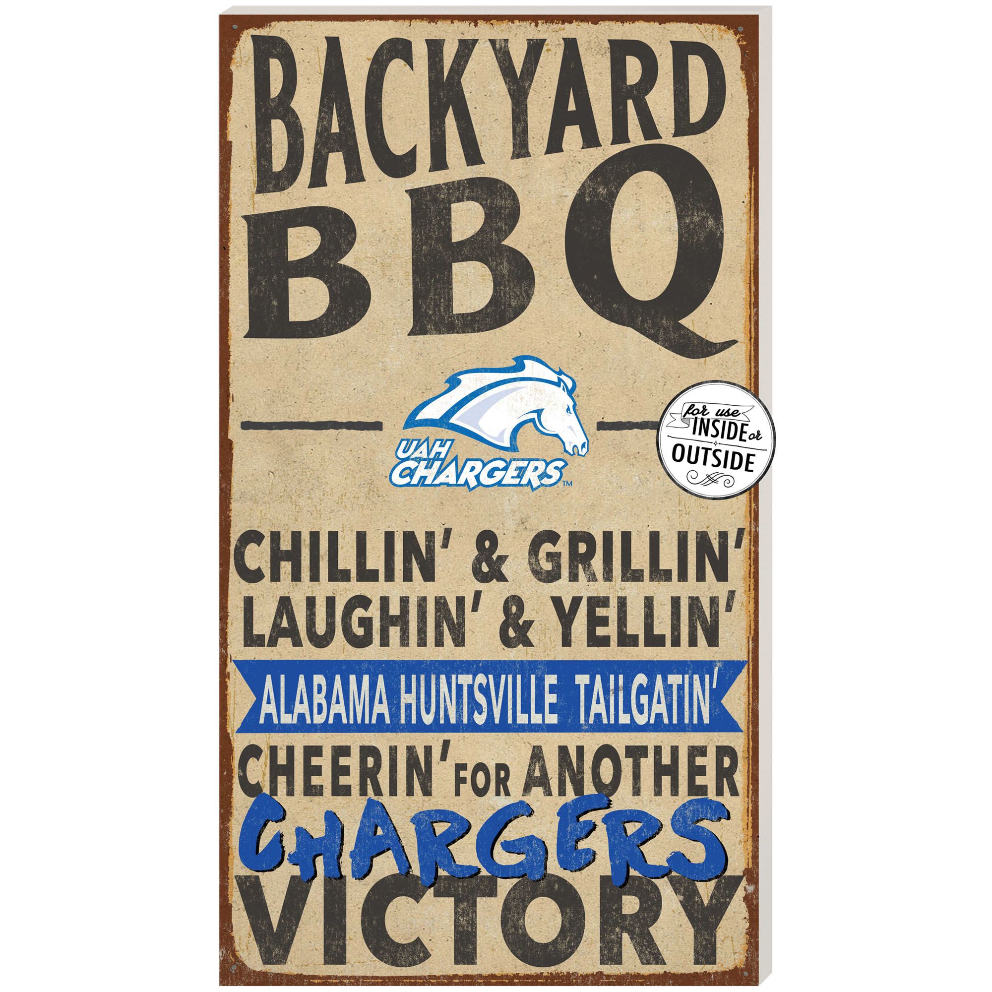 UAH Chargers 11'' x 20'' Indoor/Outdoor BBQ Sign