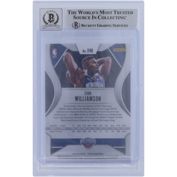 Zion Williamson New Orleans Pelicans Autographed 2019-20 Panini Prizm #248 Beckett Fanatics Witnessed Authenticated 10 Rookie Card - Image 5