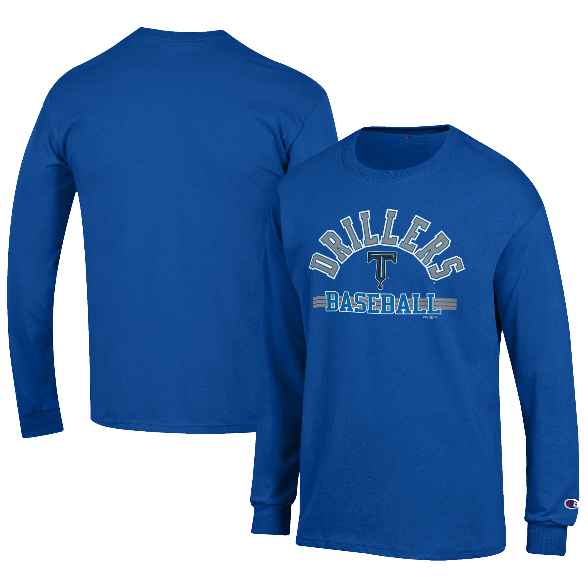 Men's Champion Royal Tulsa Drillers Jersey Long Sleeve T-Shirt - Image 2