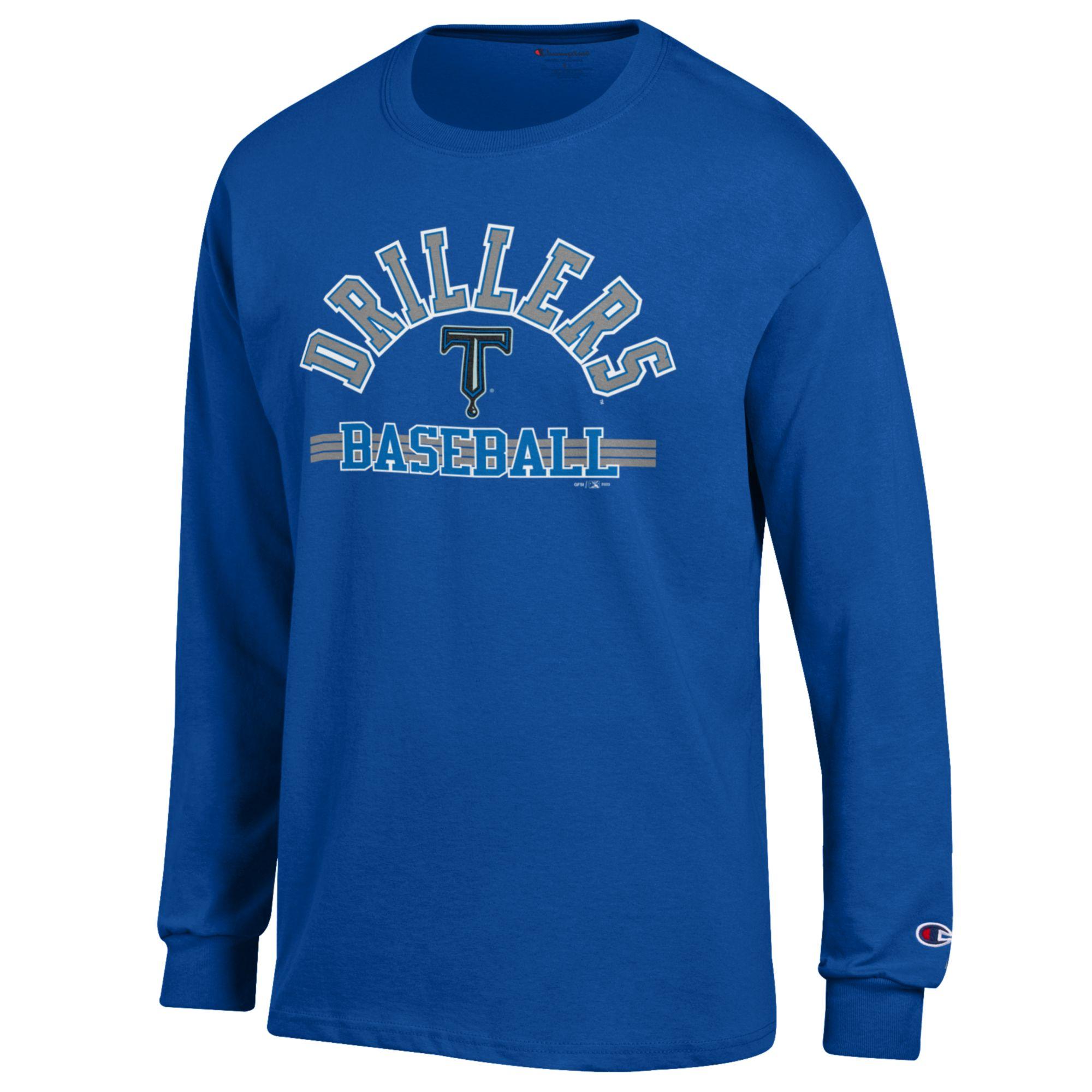 Men's Champion Royal Tulsa Drillers Jersey Long Sleeve T-Shirt - Image 6