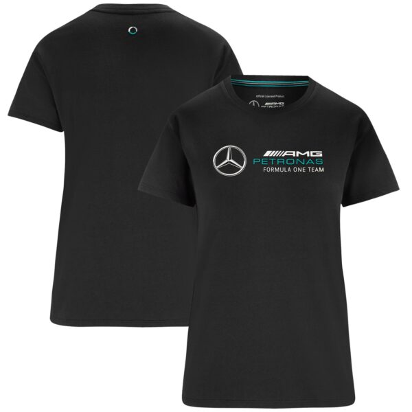 Mercedes AMG Petronas F1 Large Logo T-Shirt - Black - Womens