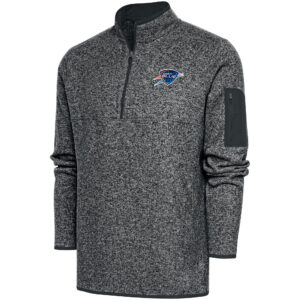 Men's Antigua  Charcoal Oklahoma City Blue Fortune Quarter-Zip Pullover Jacket