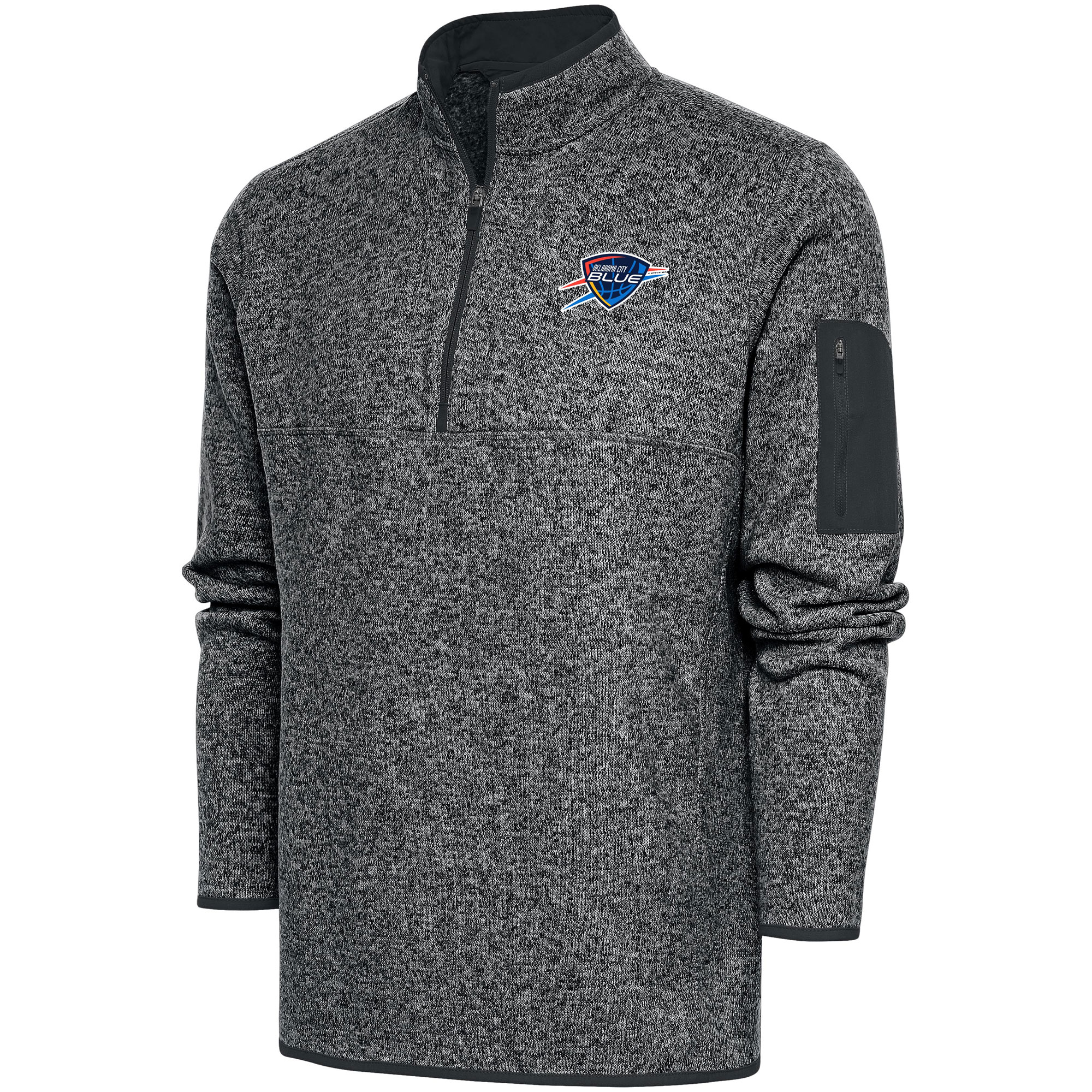 Men's Antigua Charcoal Oklahoma City Blue Fortune Quarter-Zip Pullover Jacket