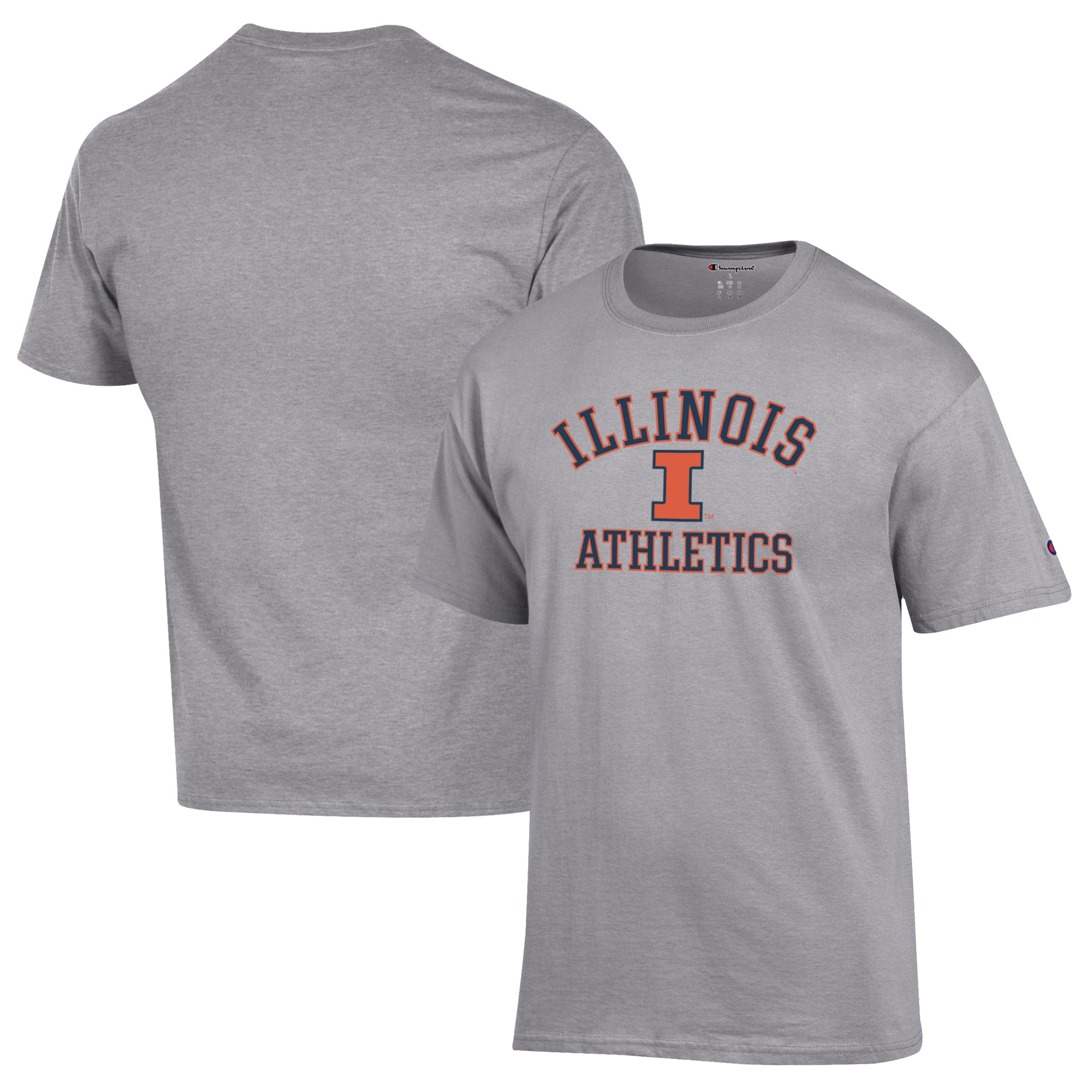 Men's Champion Gray Illinois Fighting Illini Athletics Logo T-Shirt