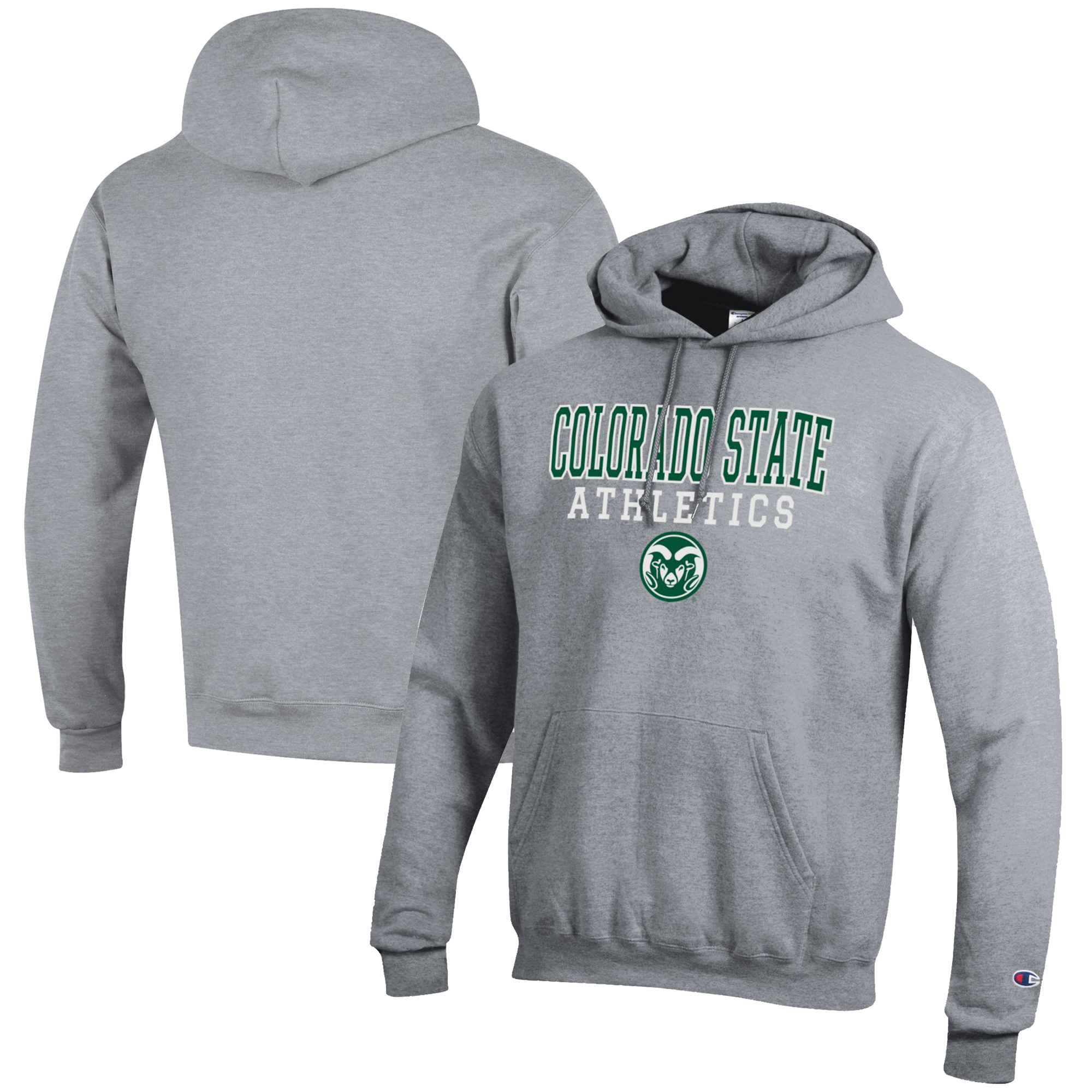 Men's Champion Gray Colorado State Rams Athletics Logo Stack Pullover Hoodie - Image 2