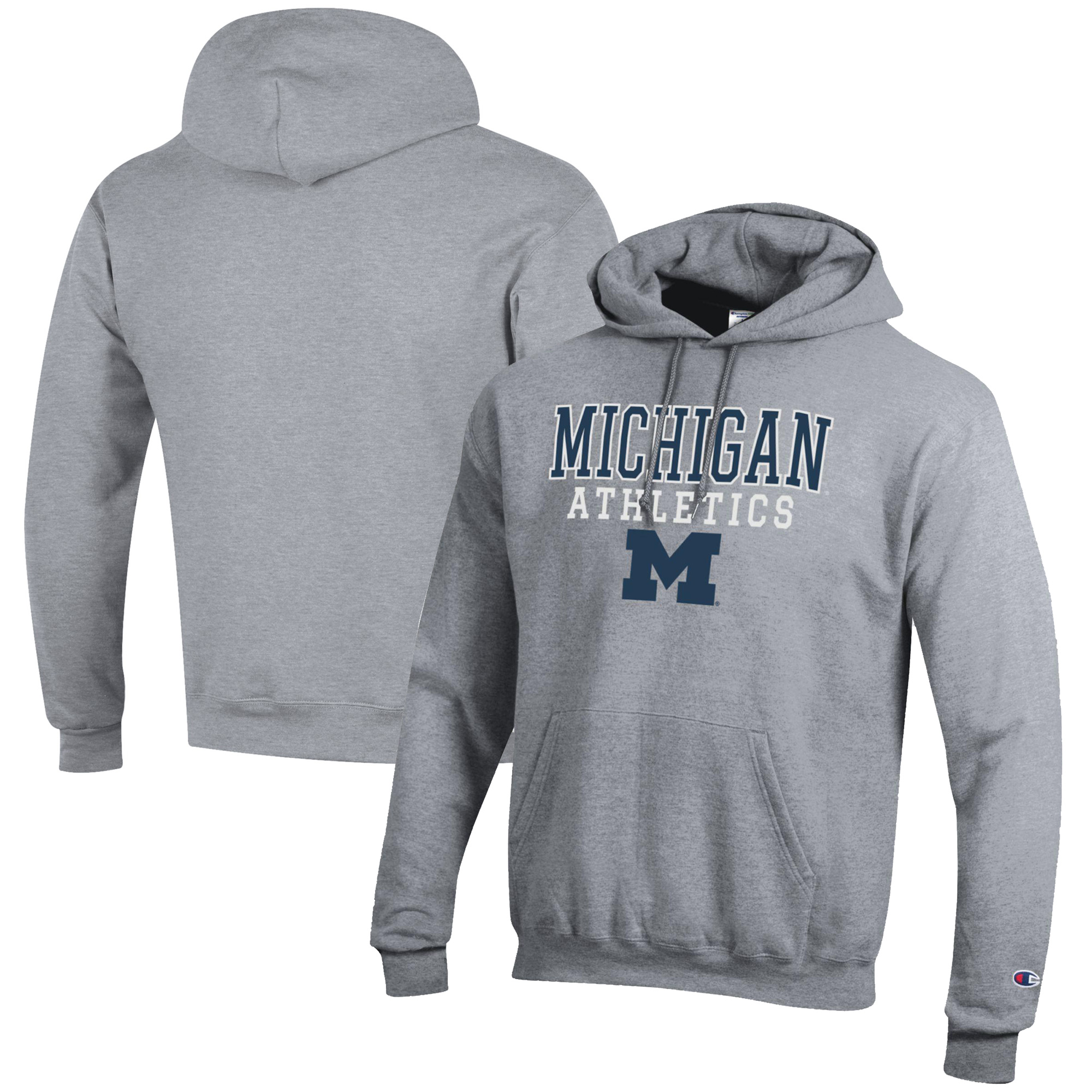 Men's Champion Gray Michigan Wolverines Athletics Logo Stack Pullover Hoodie - Image 5