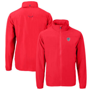 Men's Cutter & Buck  Red Milwaukee Brewers Americana Logo Charter Eco Knit Recycled Full-Zip Jacket