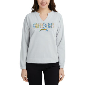 Women's Concepts Sport Gray Los Angeles Chargers Sunray Notch Neck Long Sleeve T-Shirt