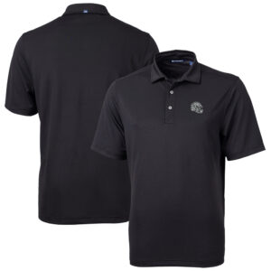 Men's Cutter & Buck  Black Las Vegas Raiders Helmet Virtue Eco Pique Recycled Polo