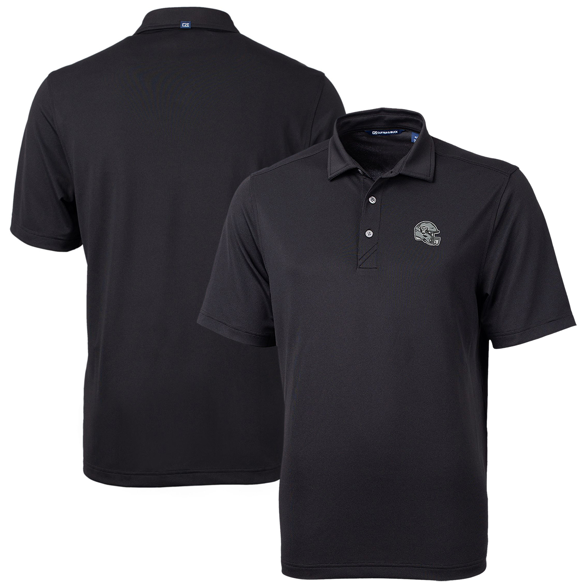 Men's Cutter & Buck Black Las Vegas Raiders Helmet Virtue Eco Pique Recycled Polo