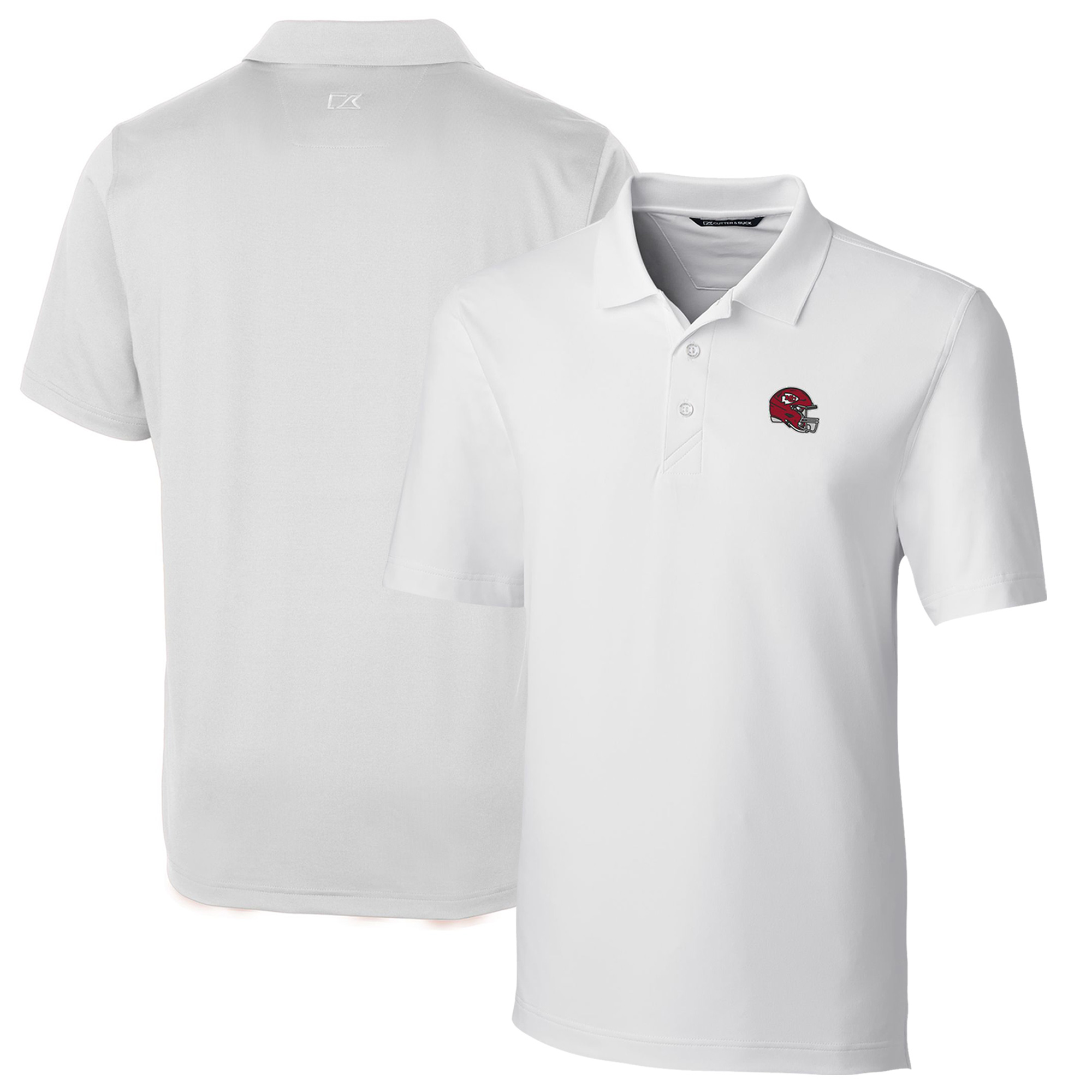 Men's Cutter & Buck White Kansas City Chiefs Helmet Forge Stretch Polo