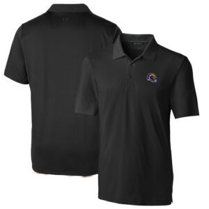 Men's Cutter & Buck  Black Los Angeles Rams Helmet Forge Stretch Polo