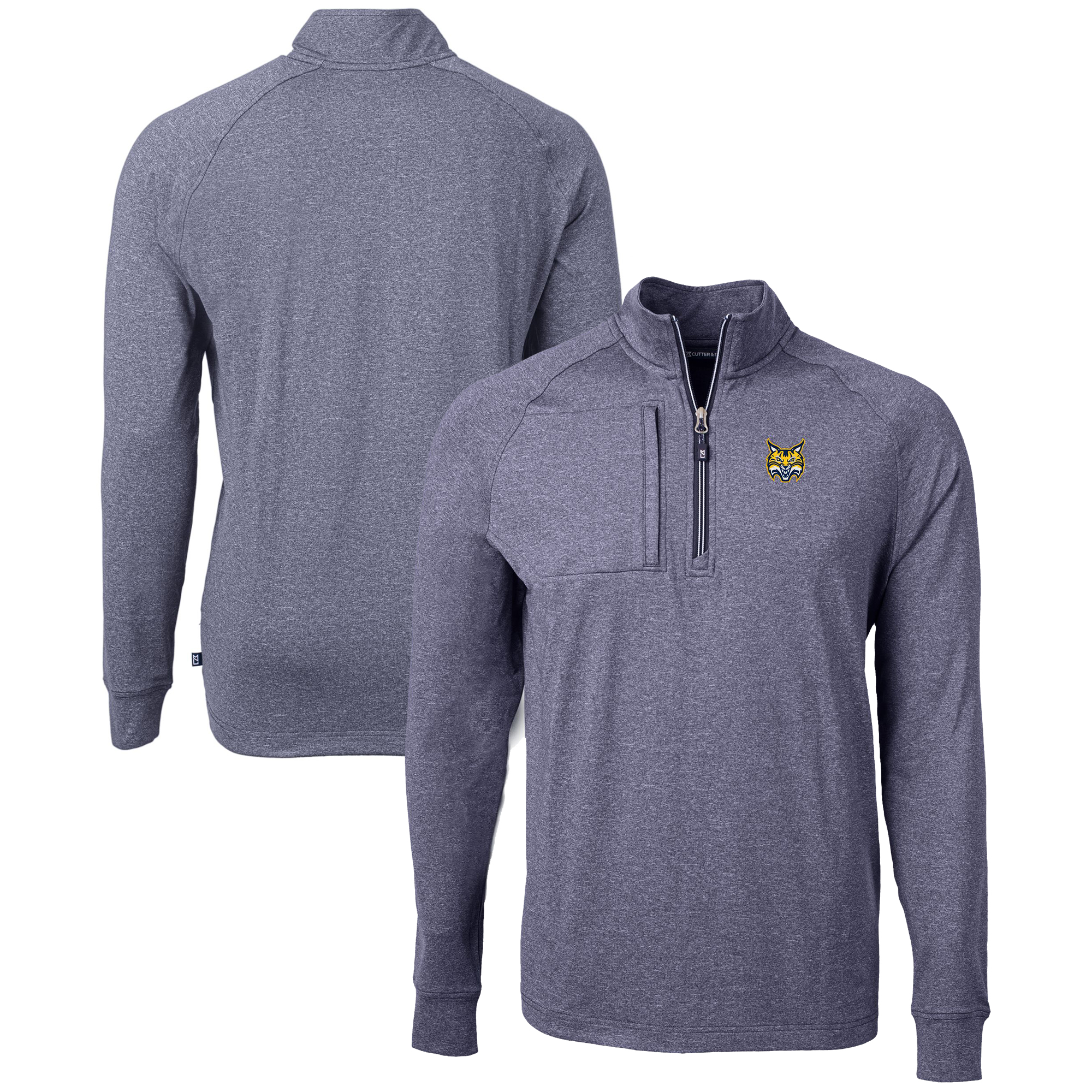 Men's Cutter & Buck Heather Navy Quinnipiac Bobcats Big & Tall Adapt Eco Knit Quarter-Zip Pullover Top - Image 5