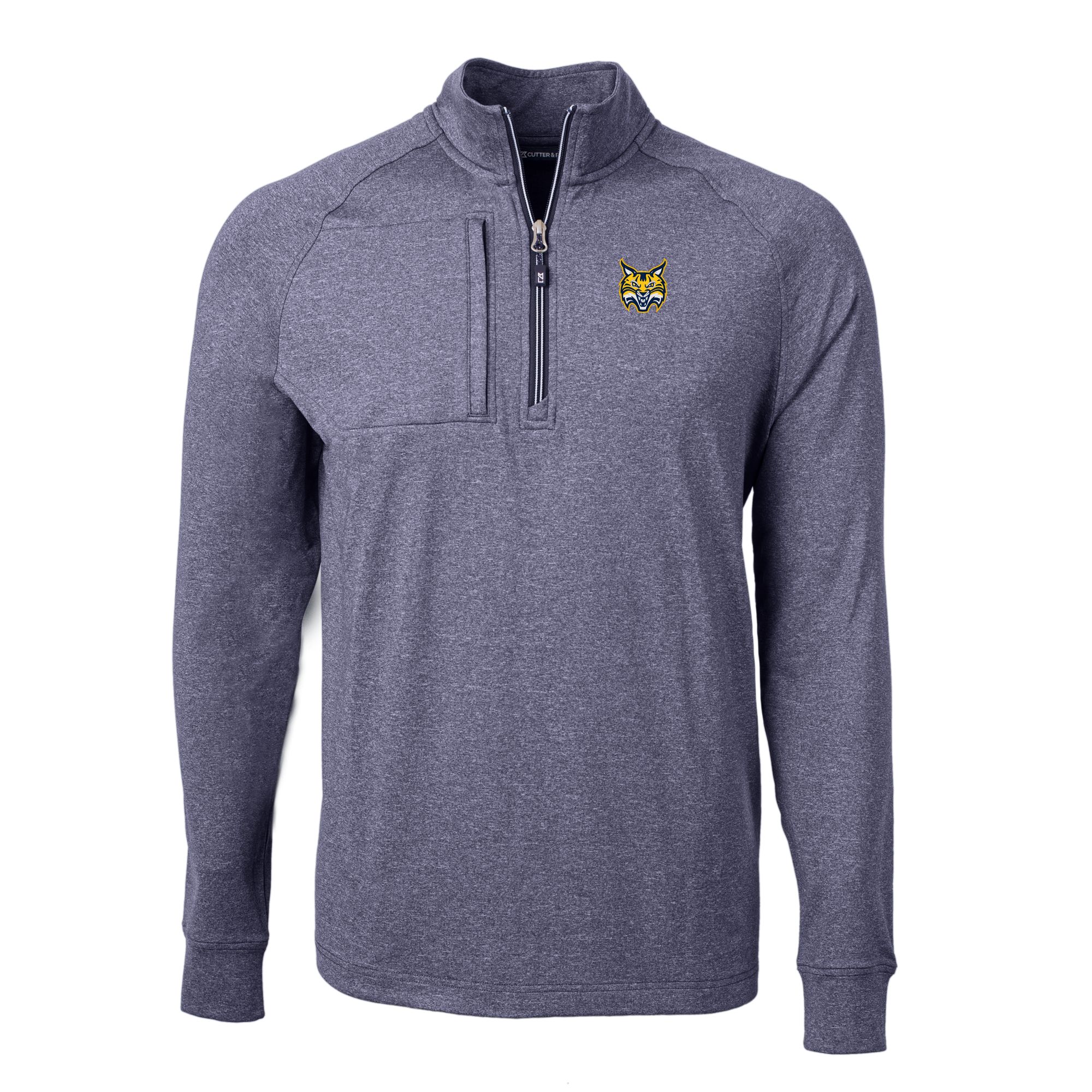 Men's Cutter & Buck Heather Navy Quinnipiac Bobcats Big & Tall Adapt Eco Knit Quarter-Zip Pullover Top - Image 3