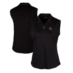 Women's Cutter & Buck  Black Washington Commanders Helmet Logo DryTec Forge Stretch Sleeveless Polo