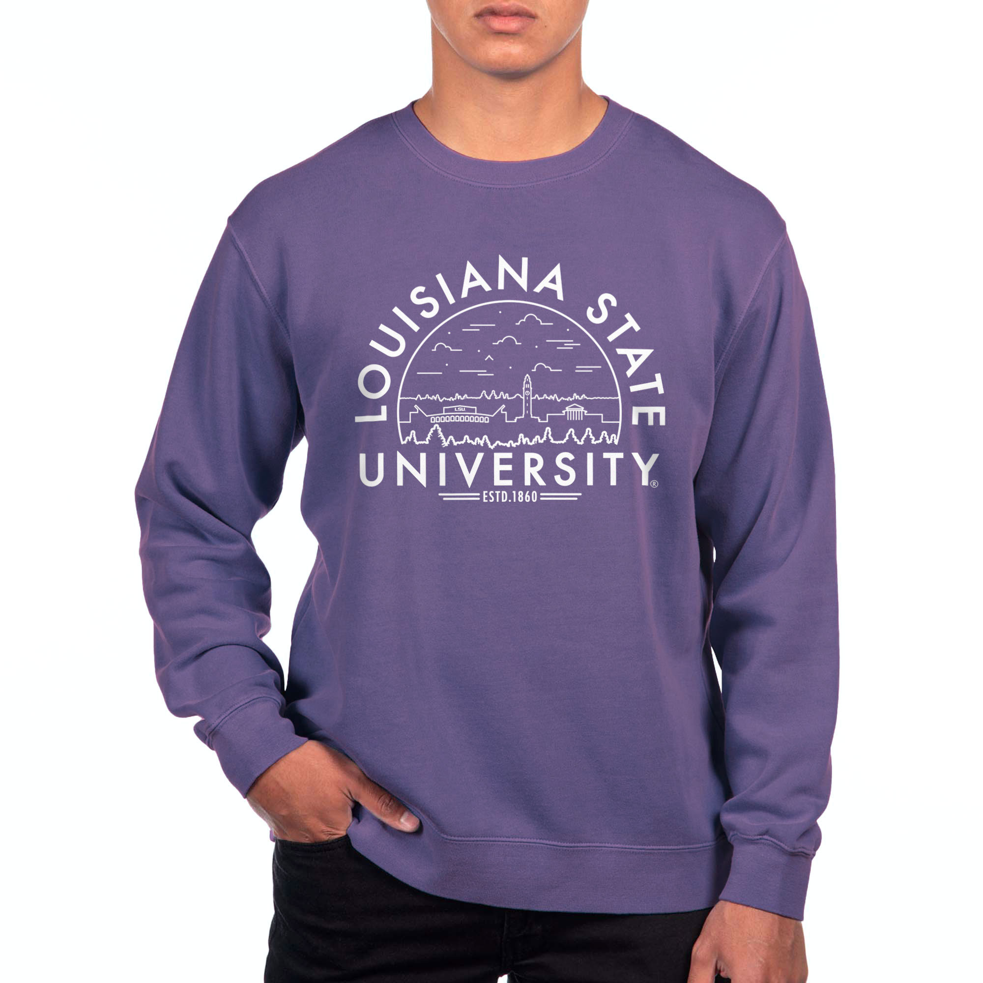 Men's Uscape Apparel Purple LSU Tigers Pigment Dyed Fleece Sweatshirt