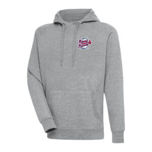 Men's Antigua  Heather Gray Rome Braves Victory Pullover Hoodie