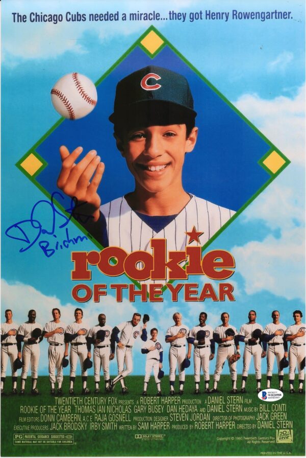 Daniel Stern Rookie Of The Year Autographed 12" x 18" Movie Poster with "Brickma" Inscription - Beckett