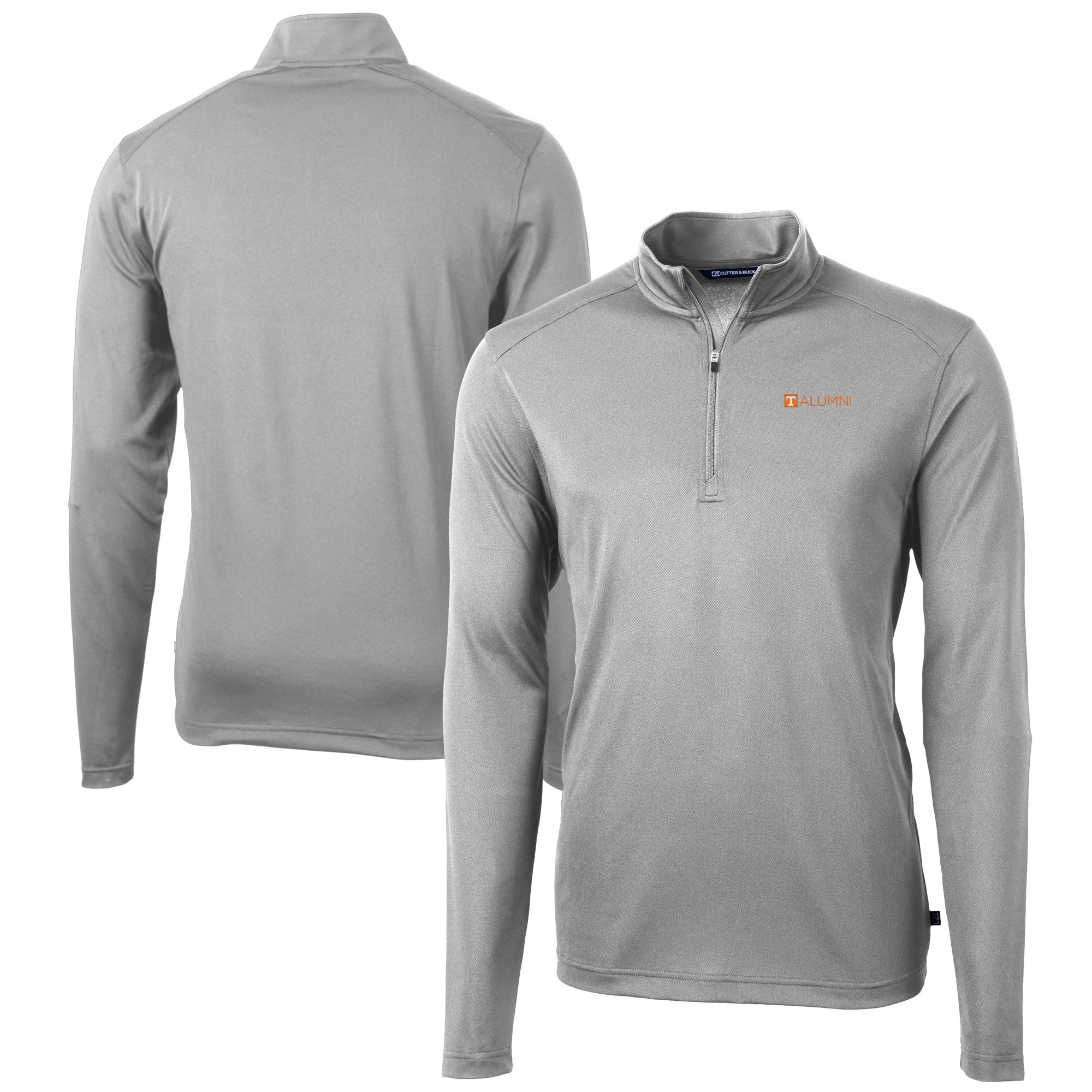 Men's Cutter & Buck Gray Tennessee Volunteers Alumni Logo Virtue Eco Pique Recycled Quarter-Zip Pullover Top - Image 5