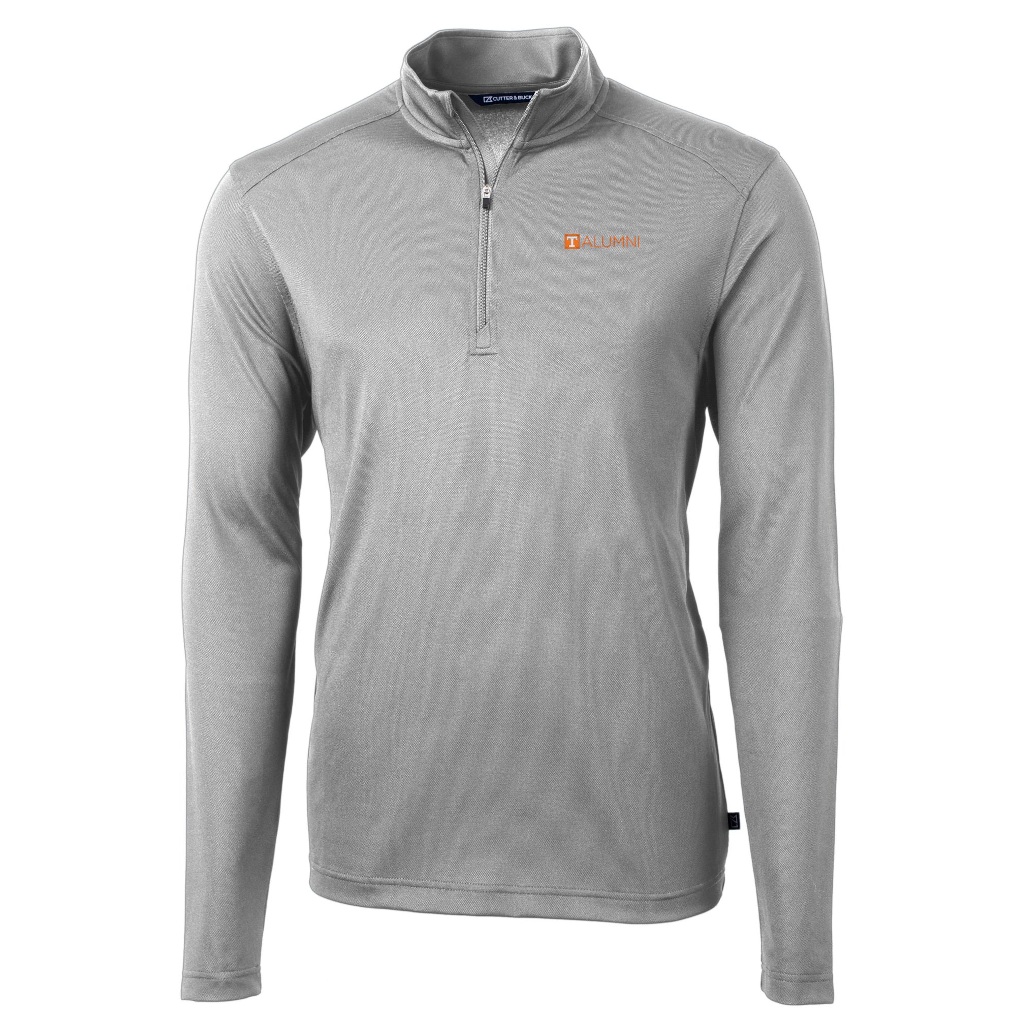 Men's Cutter & Buck Gray Tennessee Volunteers Alumni Logo Virtue Eco Pique Recycled Quarter-Zip Pullover Top - Image 6