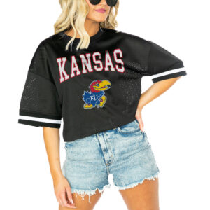 Women's Gameday Couture  Black Kansas Jayhawks Game Face Fashion Jersey