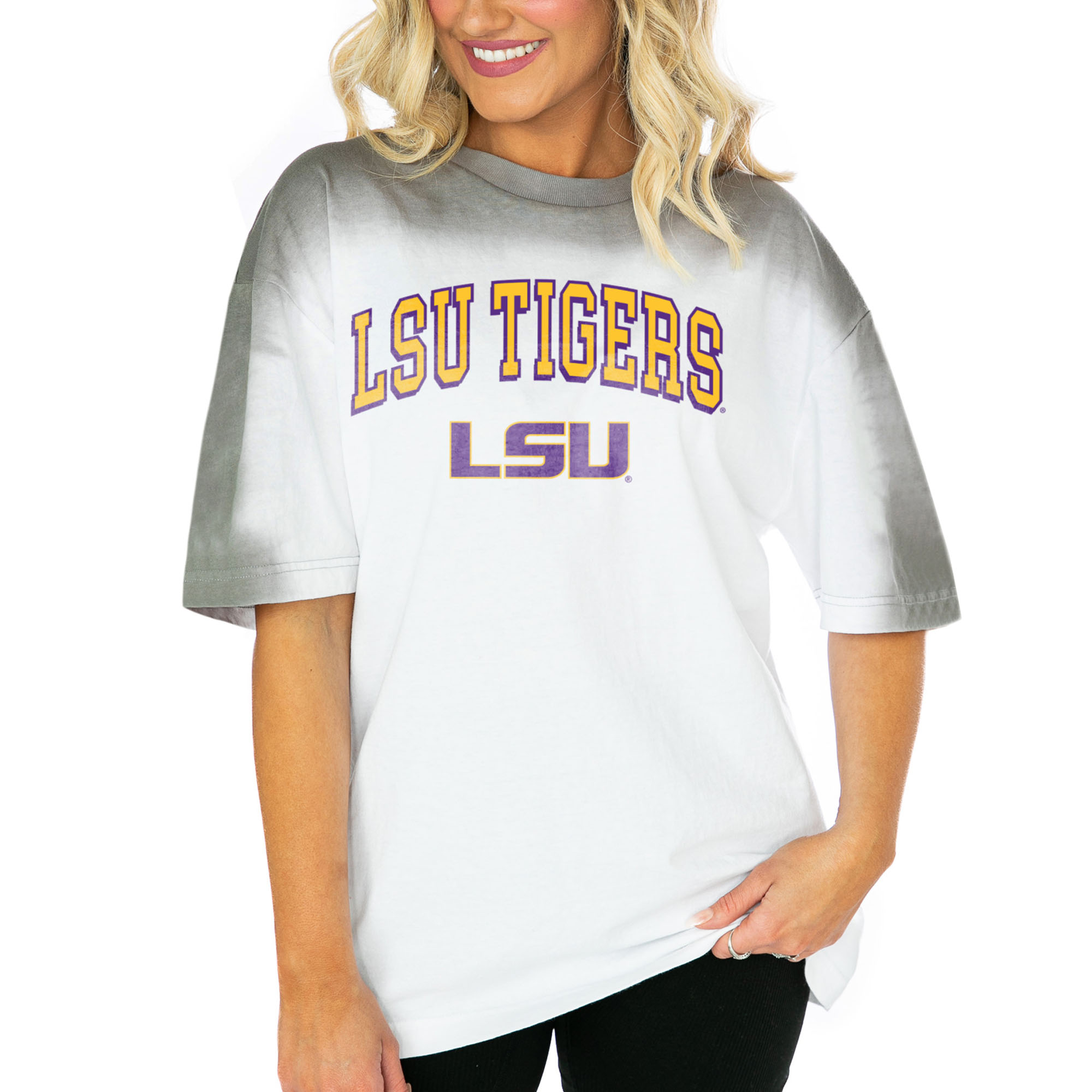 Women's Gameday Couture White LSU Tigers Interception Oversized T-Shirt