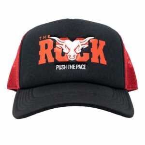 Men's Black The Rock Push The Pace Trucker Adjustable Hat