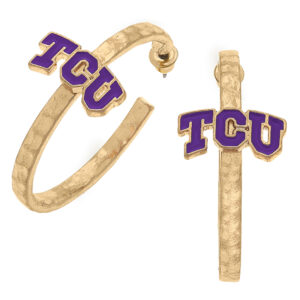 Women's TCU Horned Frogs Enamel Logo Hoop Earrings